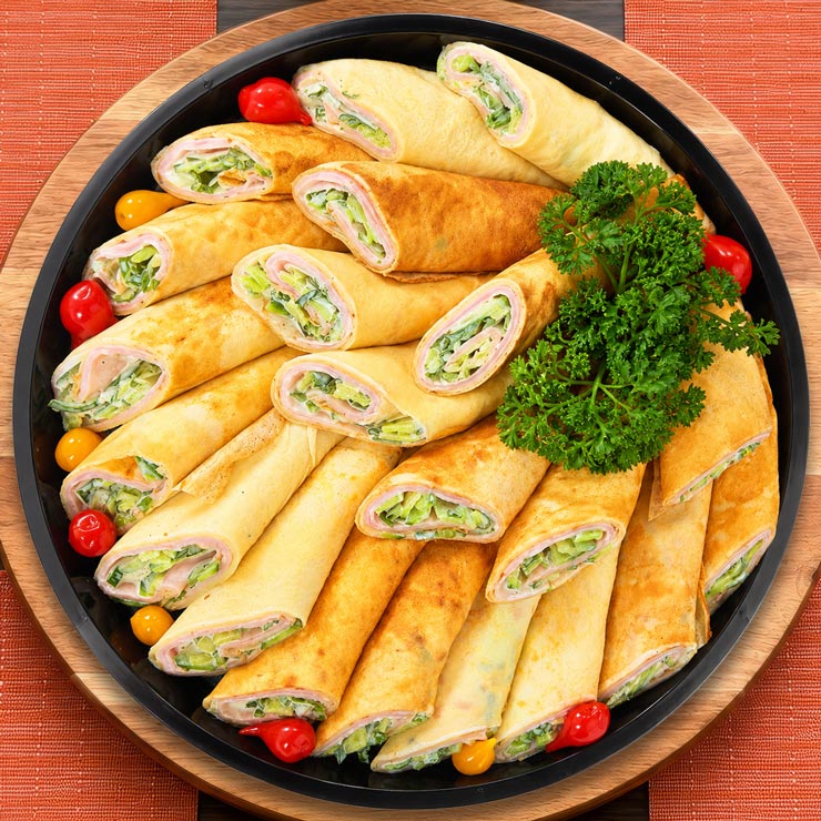 Savory Crepe Roll Platter Savory Crepe Roll Platter by European Delights Catering Service